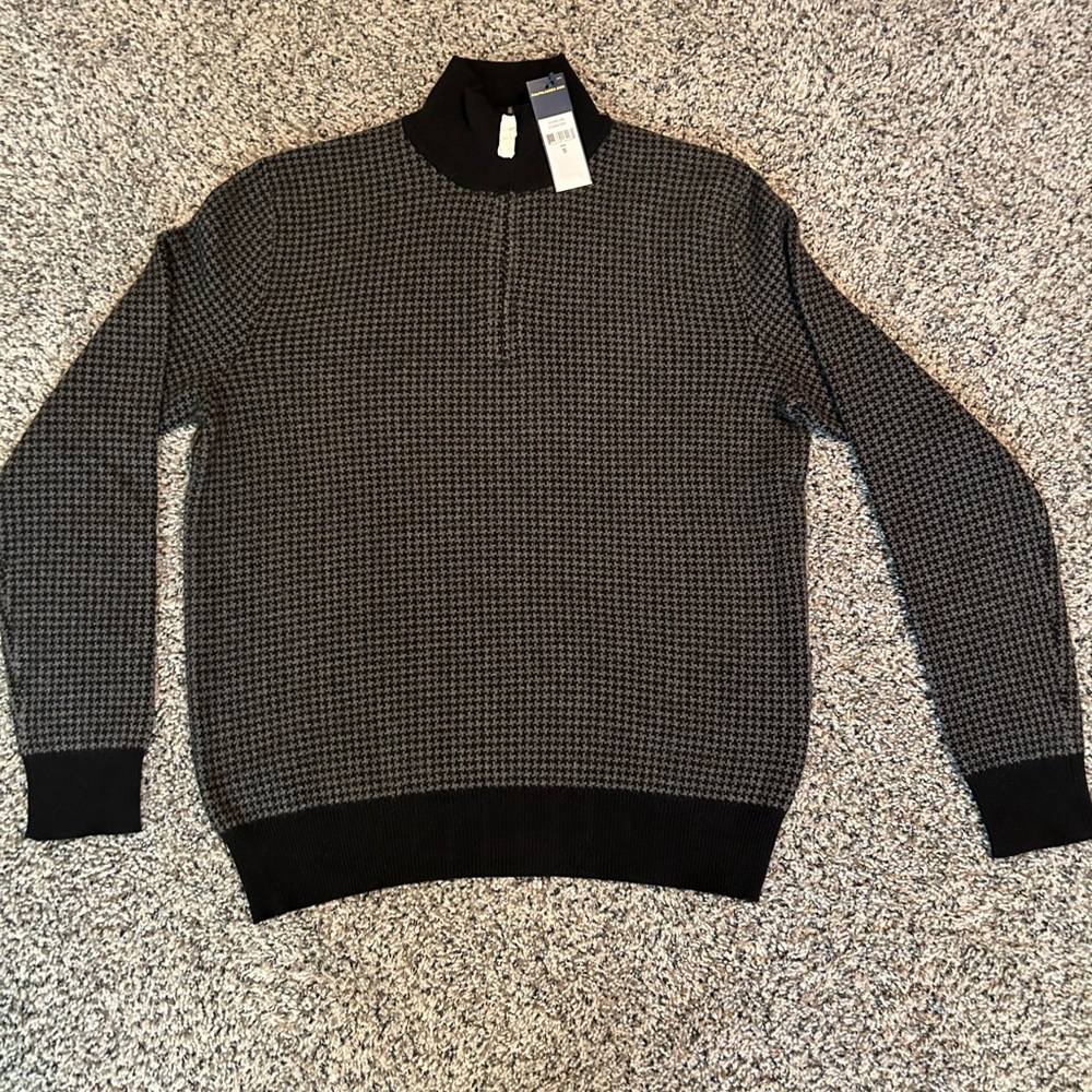 Men’s POLO RALPH LAUREN Houndstooth Merino Wool Zip Sweater- Size Small! NWT